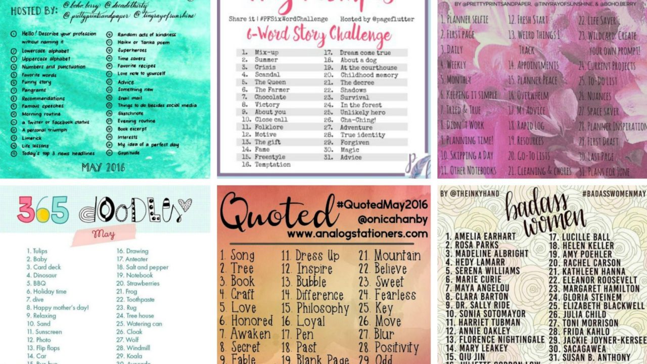 Bullet Journal - wyzwania instagramowe na maj