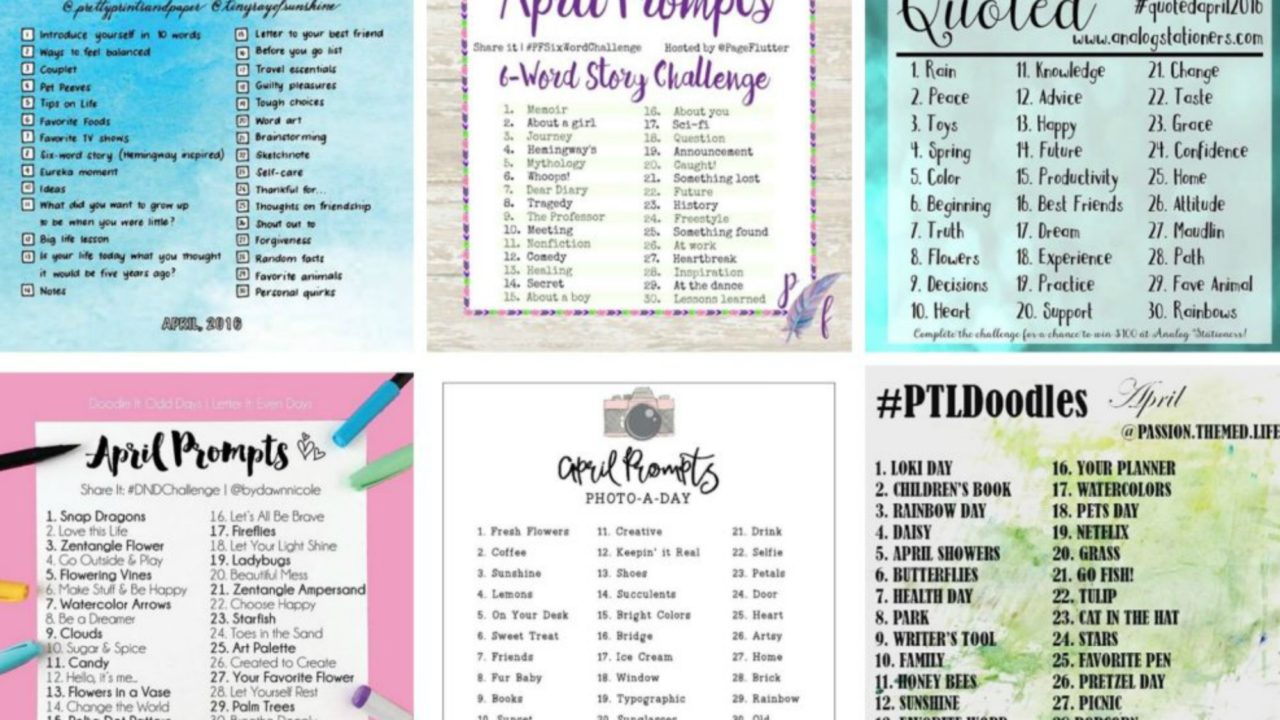 Bullet Journal - wyzwania instagramowe na kwiecień