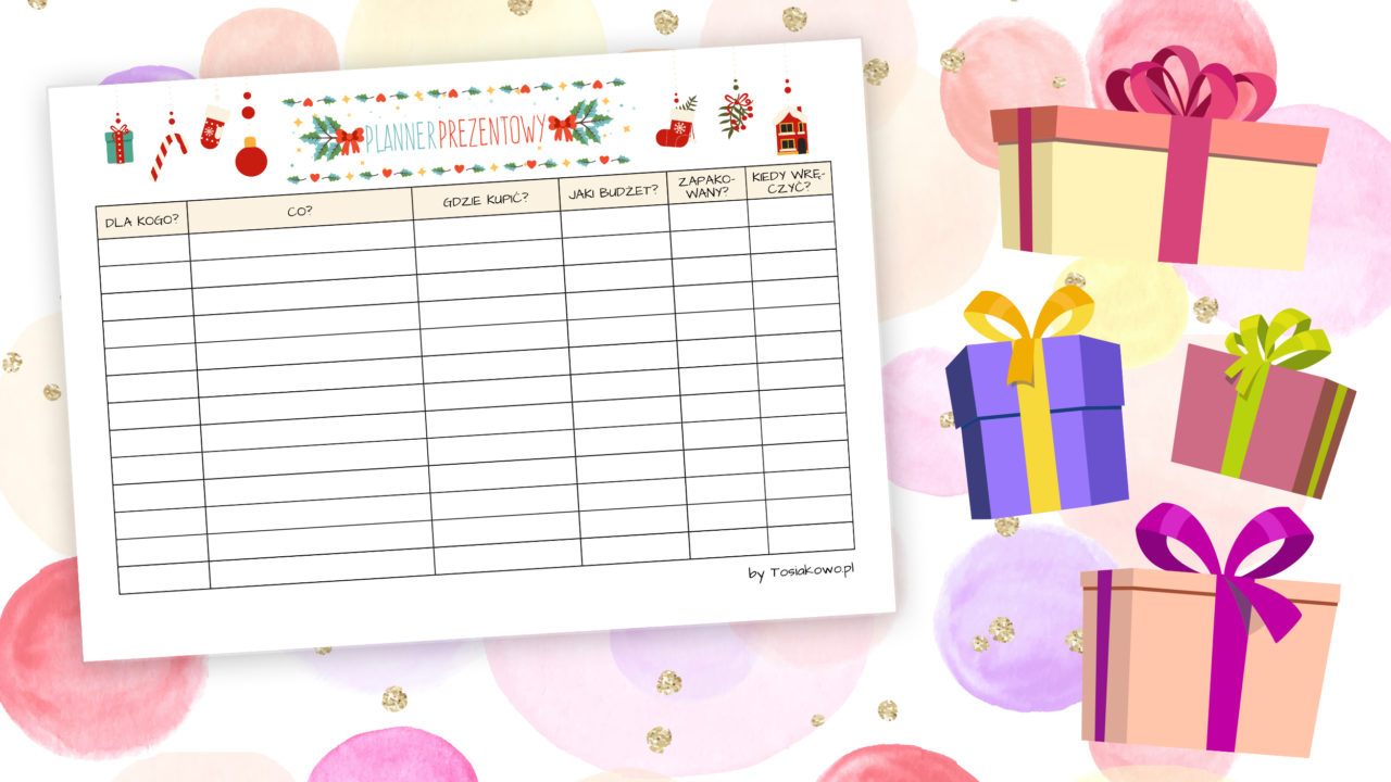 Planner prezentowy do pobrania i wydrukowania! Darmowy arkusz Planner prezentowy