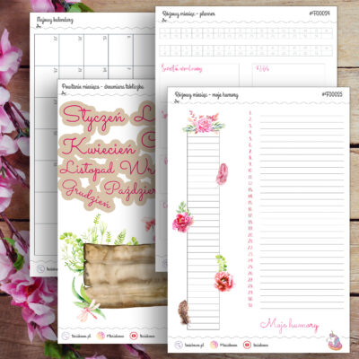 Zestaw wklejek do planowania - różowy, deseczkowy (cztery arkusze)