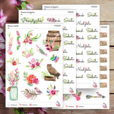 Zestaw miesięczny: deseczkowa wiosna (cztery arkusze)