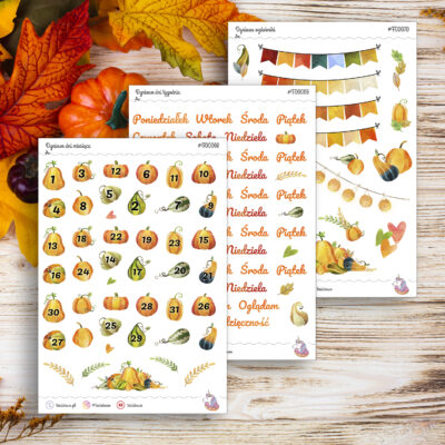 Dyniowy zestaw miesięczny (trzy arkusze)