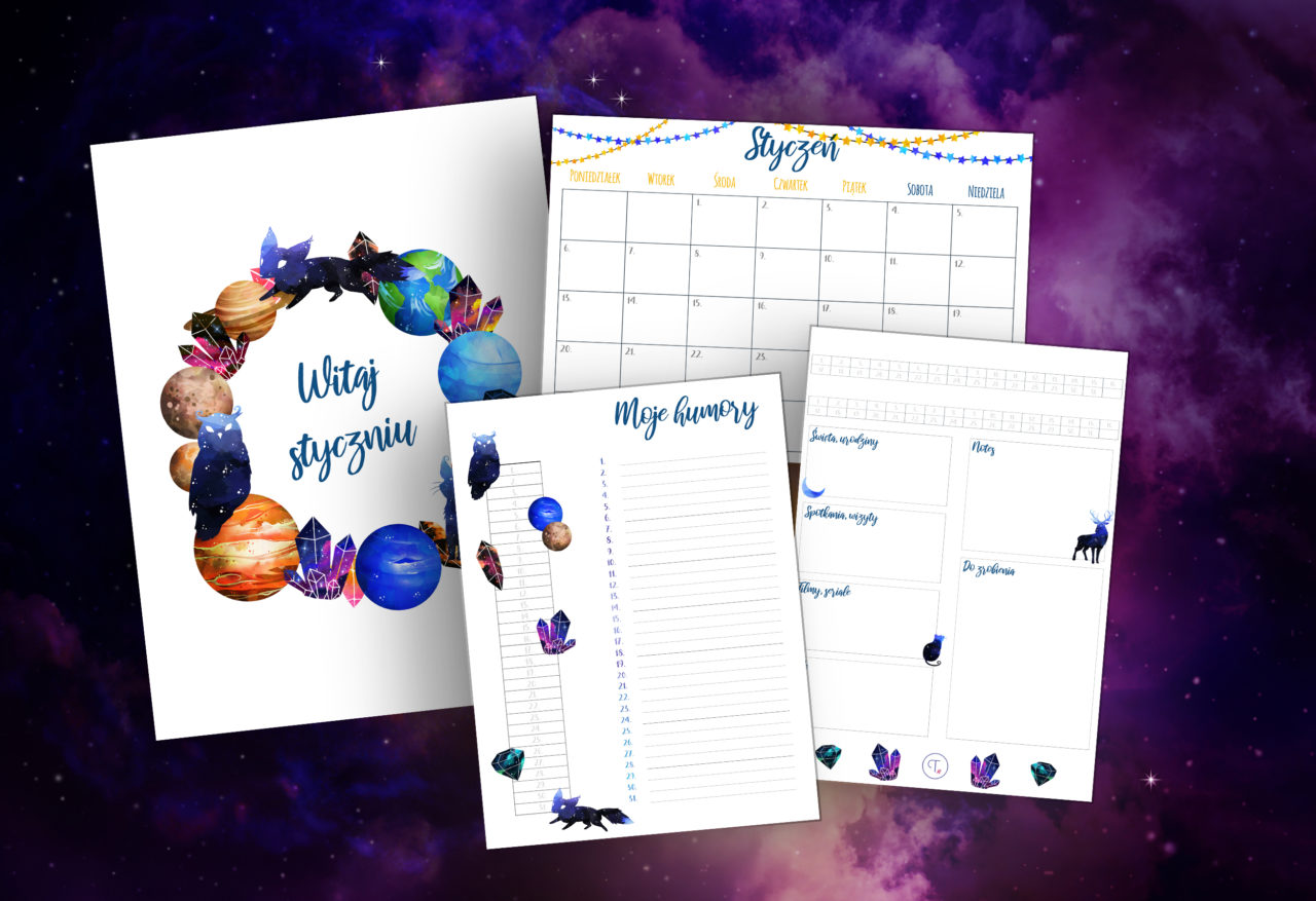 wklejki do bullet journal na styczeń