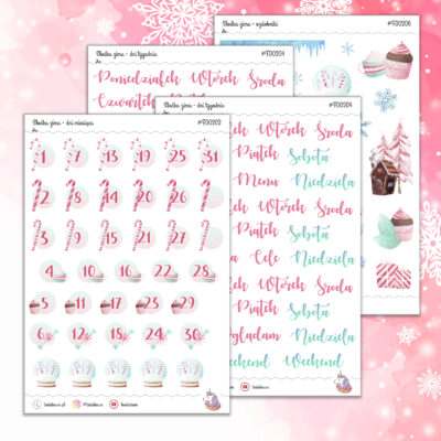 Słodka zima - zestaw miesięczny (cztery arkusze)