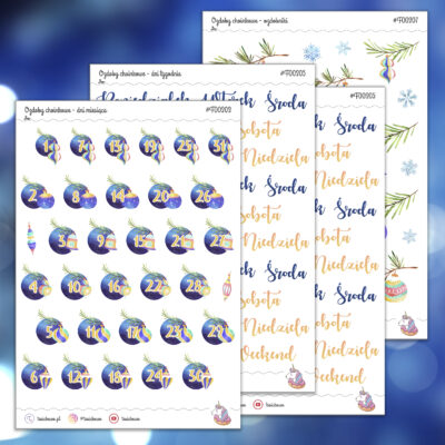 Ozdoby choinkowe - zestaw miesięczny (cztery arkusze)