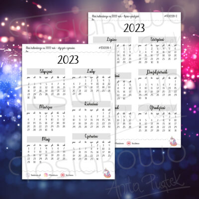 Mini kalendarze na 2023 rok (dwa arkusze)