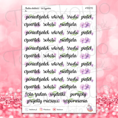 Słodkie słodkości - dni tygodnia