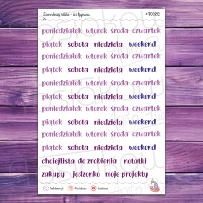 Lawendowy relaks - dni tygodnia