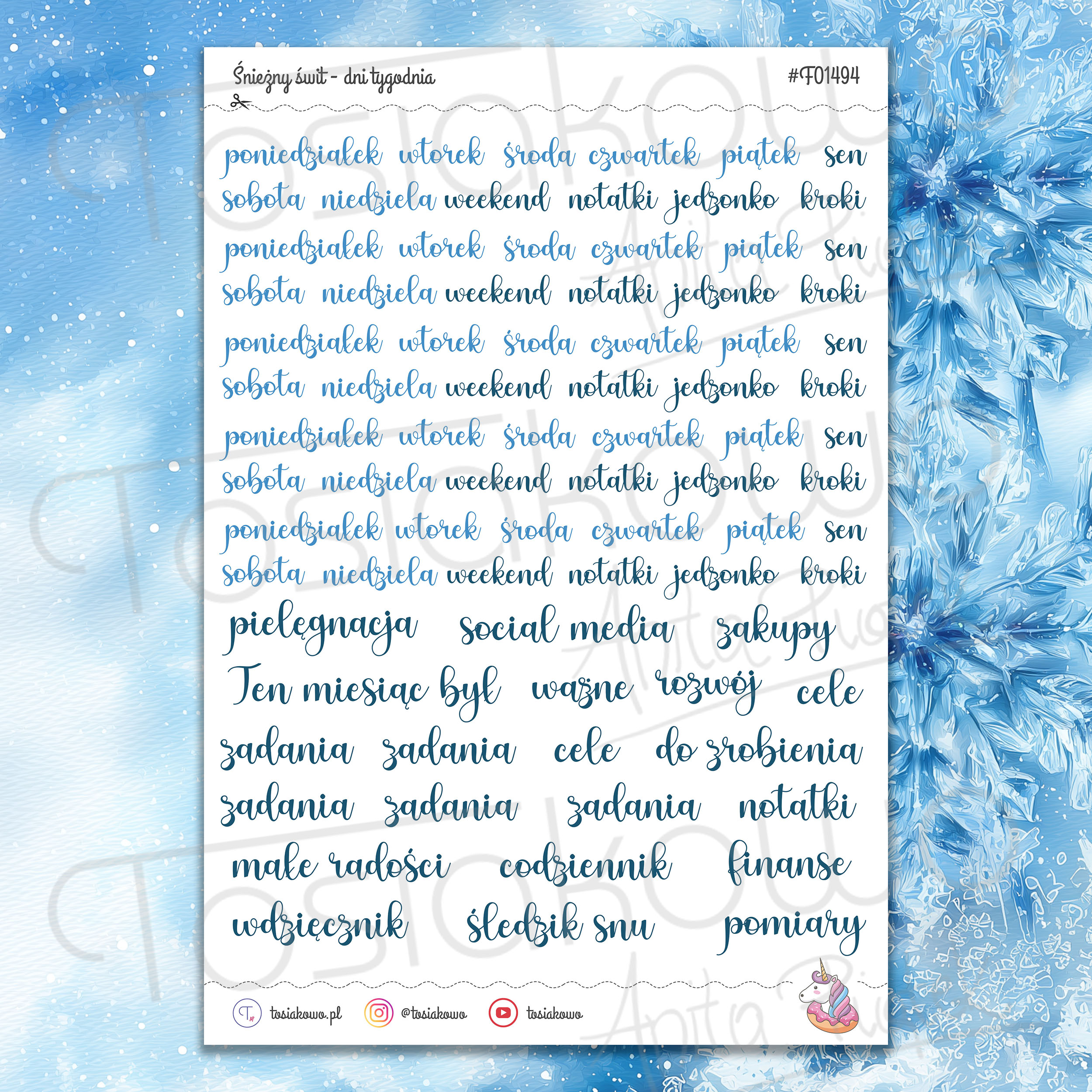 Śnieżny świt – dni tygodnia