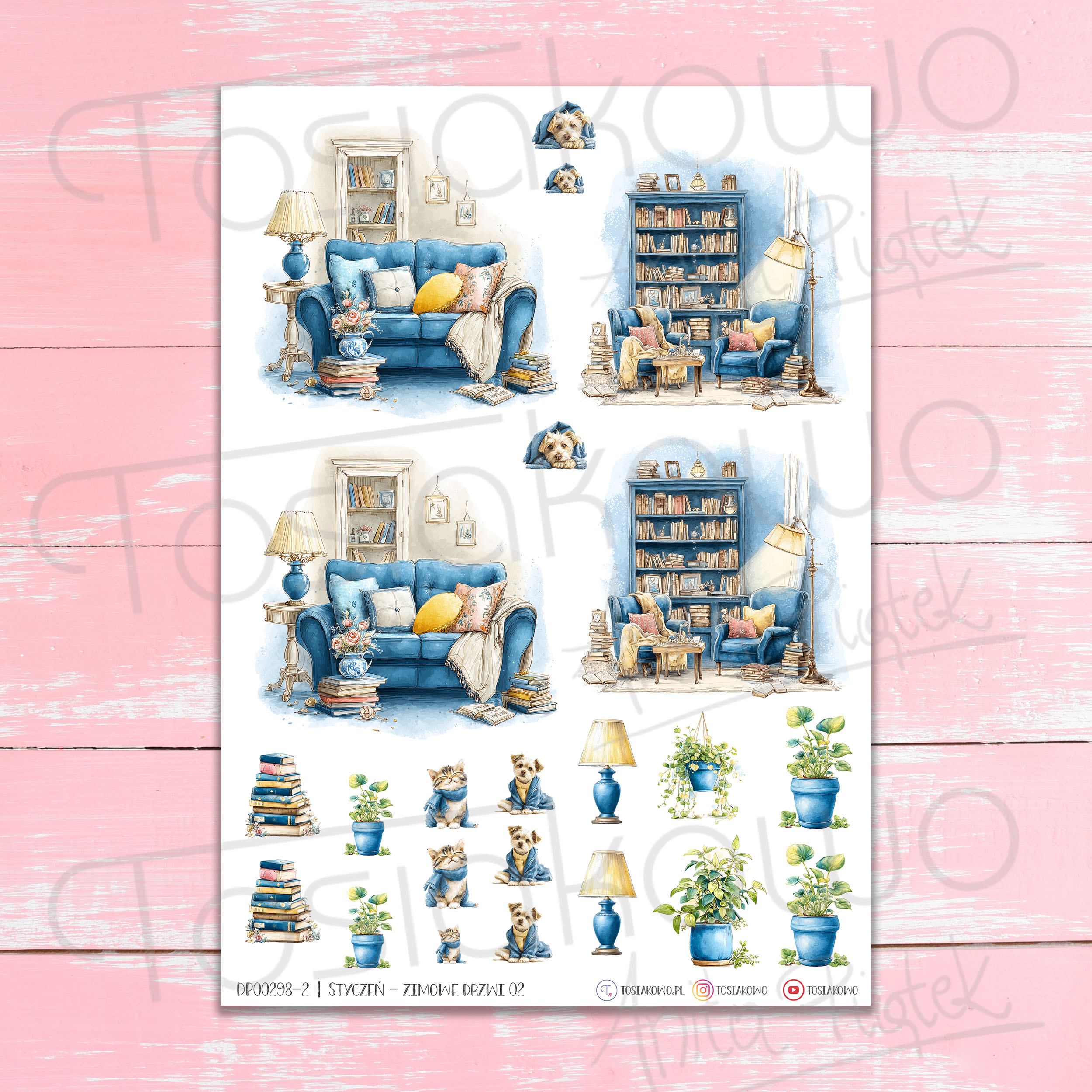 Mini zestaw do kartki – Zimowe drzwi (9 arkuszy DO DRUKU) - obrazek 3