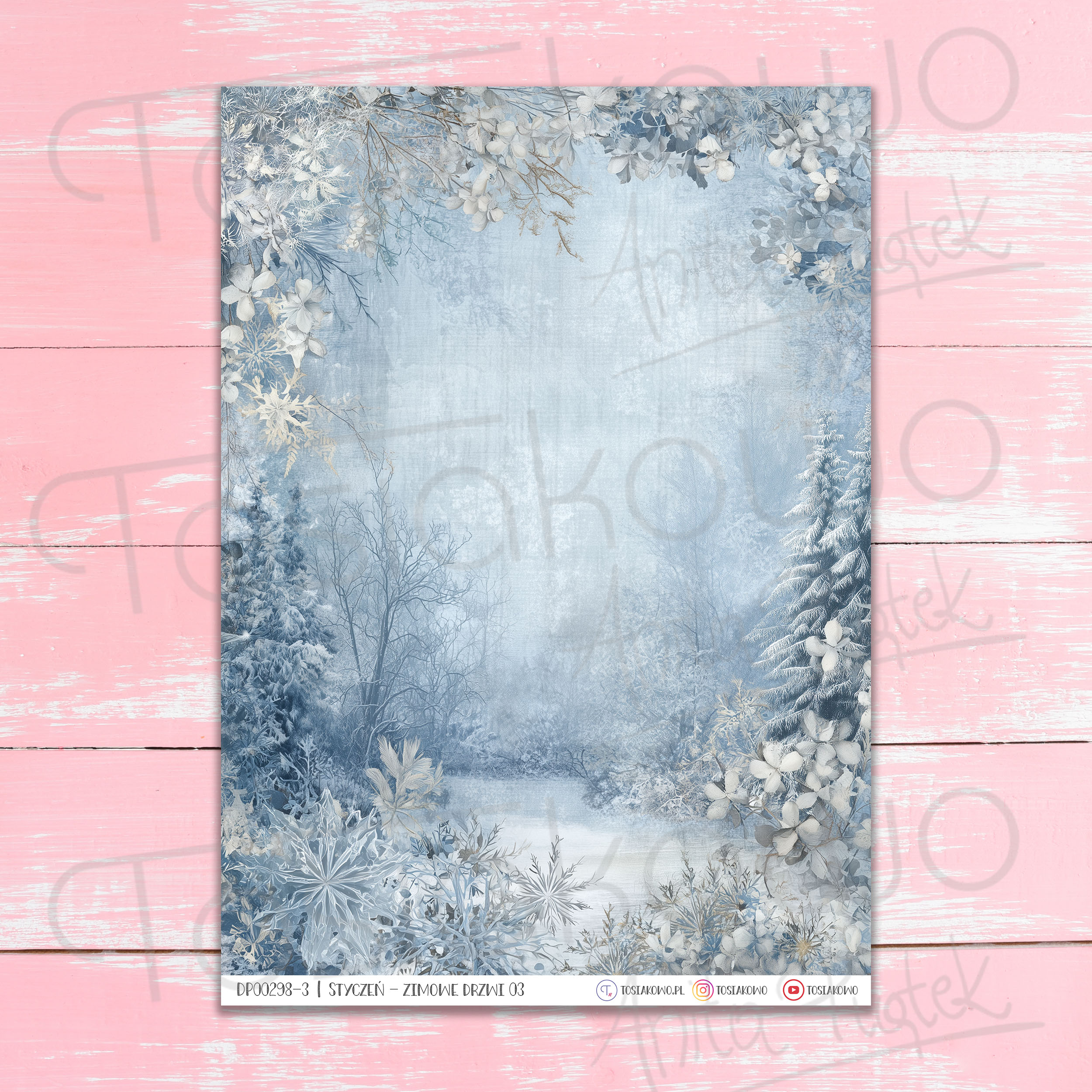Mini zestaw do kartki – Zimowe drzwi (9 arkuszy DO DRUKU) - obrazek 4