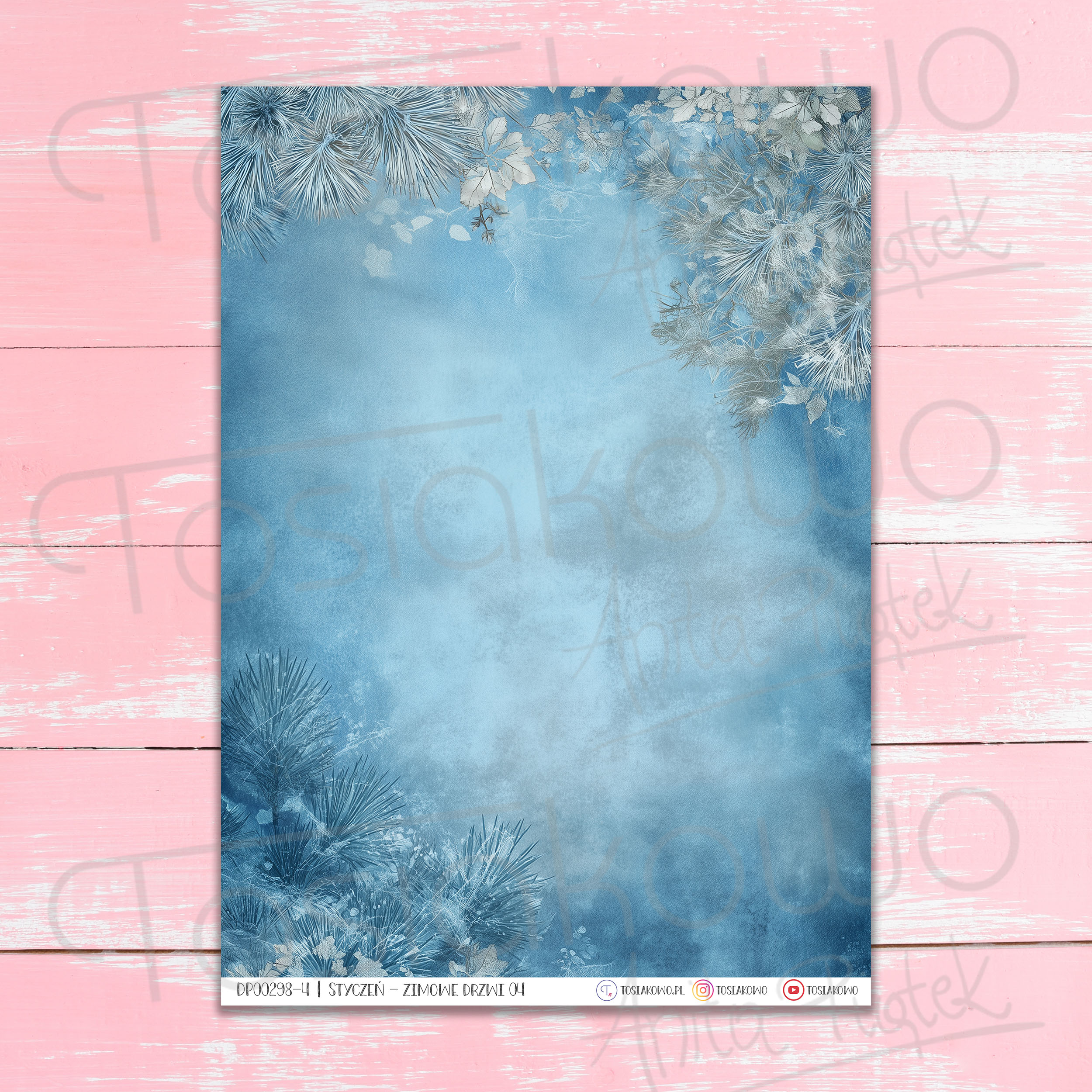 Mini zestaw do kartki – Zimowe drzwi (9 arkuszy DO DRUKU) - obrazek 5