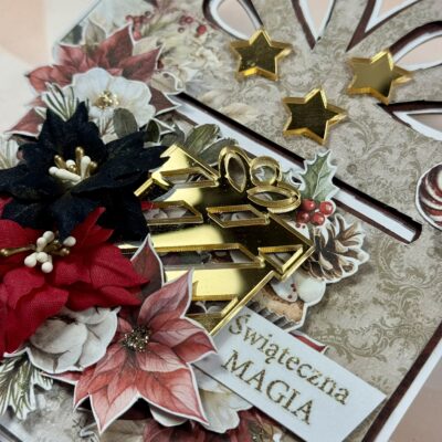 Kartka świąteczna bożonarodzeniowa w kształcie prezentu