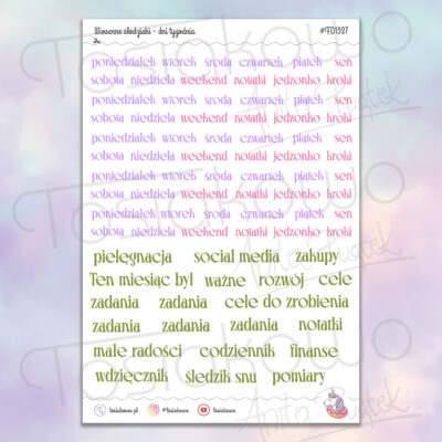 Wiosenne słodziaki - dni tygodnia