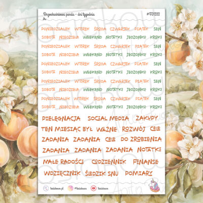 Brzoskwiniowa panda - dni tygodnia