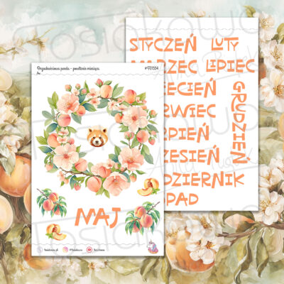 Brzoskwiniowa panda - powitanie miesiąca (dwa arkusze)