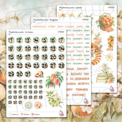 Brzoskwiniowa panda - zestaw miesięczny (trzy arkusze)