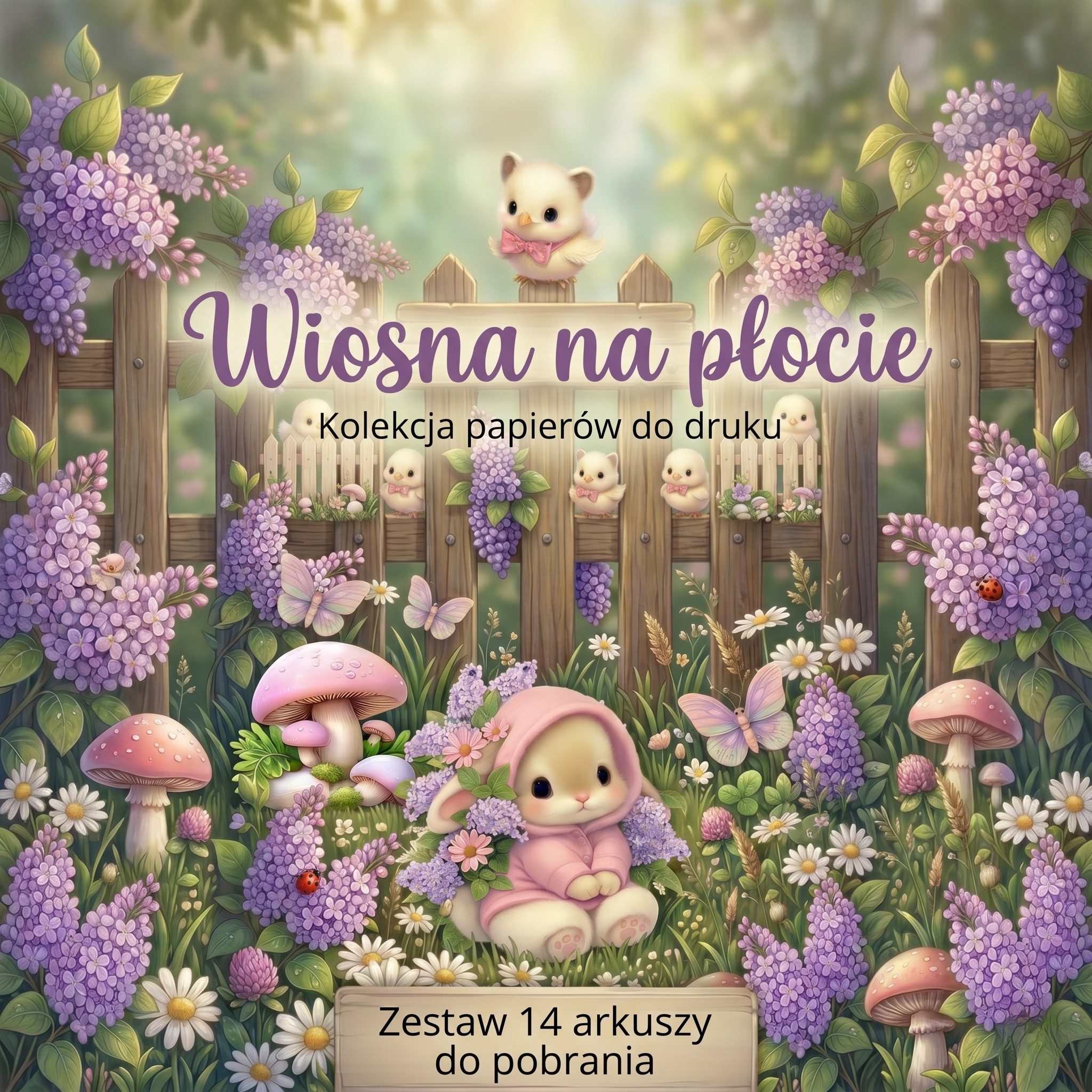 "Wiosna na płocie" - KOLEKCJA DO DRUKU (14 ARKUSZY)