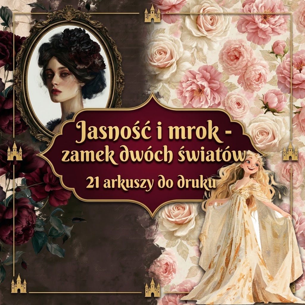 "Jasność i Mrok - Zamek Dwóch Światów" - ZESTAW KARTKOWY DO DRUKU (21 ARKUSZY)